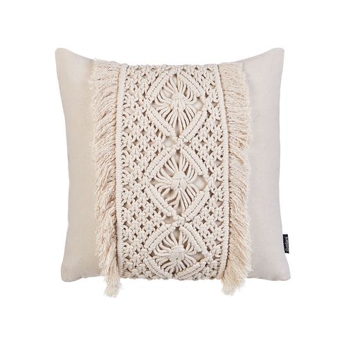 Lot De 2 Coussins Macramé Coton Beige Clair Kalam 45 X 45 Cm