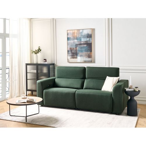Canapé 2 Places Inclinable Électrique Avec Port USB En Tissu Vert Ulven