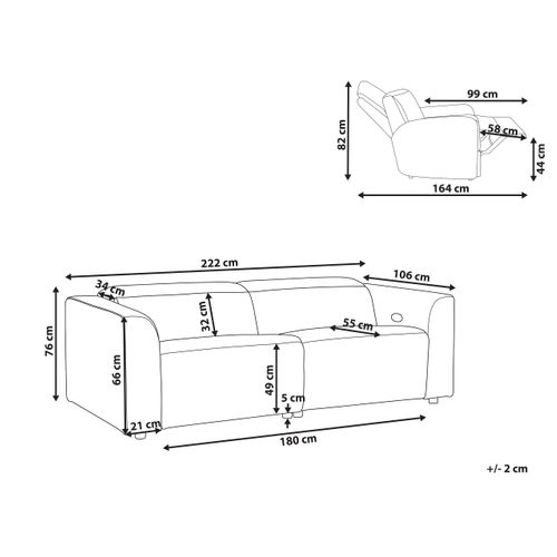 Canapé 2 Places Inclinable Électrique Avec Port USB En Tissu Vert Ulven