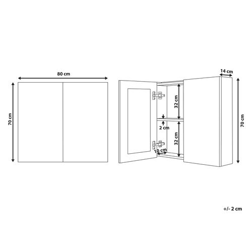 Armoire De Toilette 80 X 70 Cm Avec Miroir LED Noir Navarra