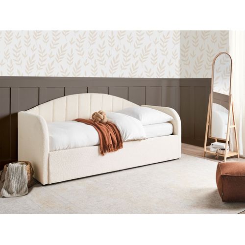 Lit Gigogne En Tissu Bouclé Beige Clair 90 X 200 Cm Eyburie