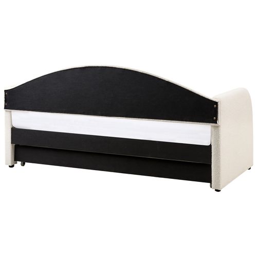 Lit Gigogne En Tissu Bouclé Beige Clair 90 X 200 Cm Eyburie