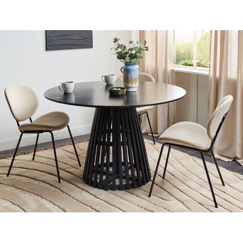 Table à Manger Ronde En Bois D'acacia Noir D 120 Cm Mesilla