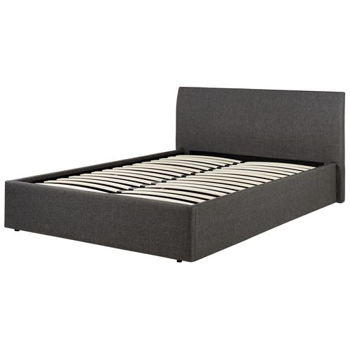Lit Double En Tissu Gris Avec Coffre 140 X 200 Cm Orbey