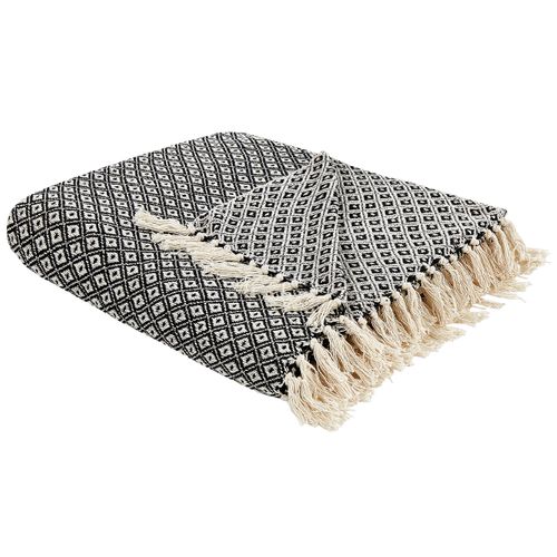 Plaid En Coton 220 X 240 Cm Noir Et Blanc Chyama