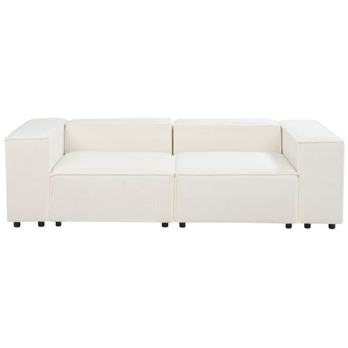 Canapé 2 Places Modulable En Bouclé Blanc Aprica