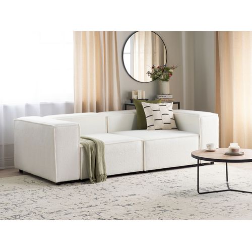 Canapé 2 Places Modulable En Bouclé Blanc Aprica