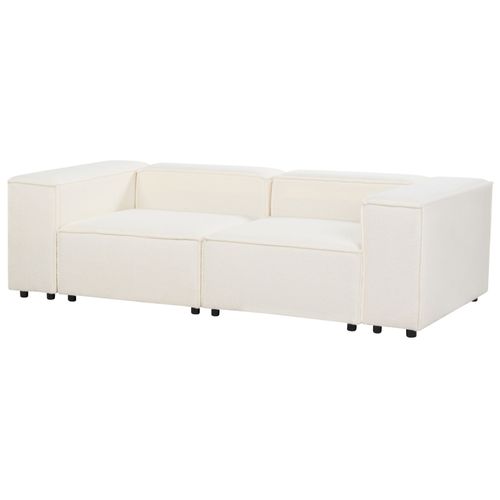 Canapé 2 Places Modulable En Bouclé Blanc Aprica