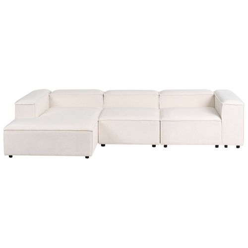 Canapé D'angle à Droite 3 Places Blanc Bouclé Aprica