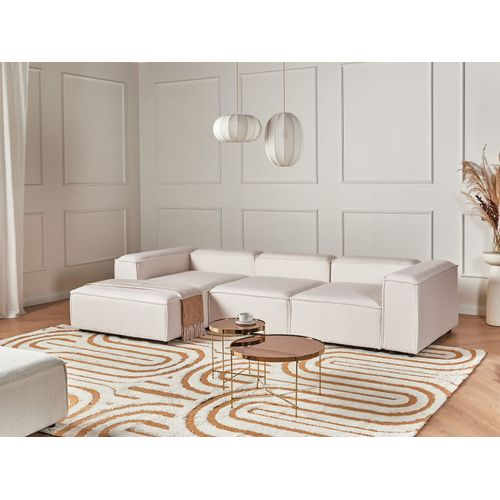 Canapé D'angle à Droite 3 Places Blanc Bouclé Aprica