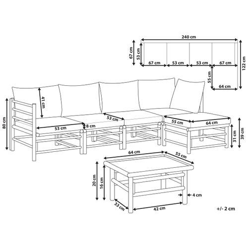 Ensemble De Canapés D'angle De Jardin 5 Places Cerreto Côté Gauche Bambou Taupe