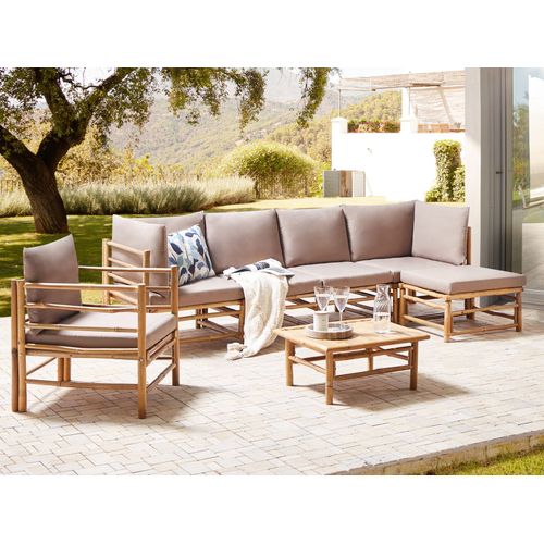 Ensemble De Salon De Jardin Avec Table 6 Places Cerreto Côté Gauche Bambou Taupe