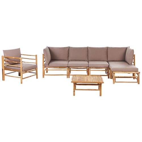 Ensemble De Salon De Jardin Avec Table 6 Places Cerreto Côté Gauche Bambou Taupe