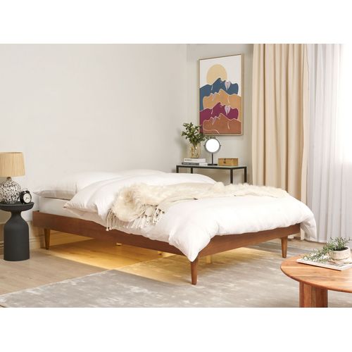 Lit Avec LED Toucy 140 X 200 Cm Frêne Marron