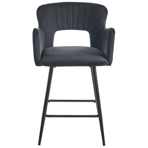 Tabouret De Bar Set De 2 Velours Noir Sanilac