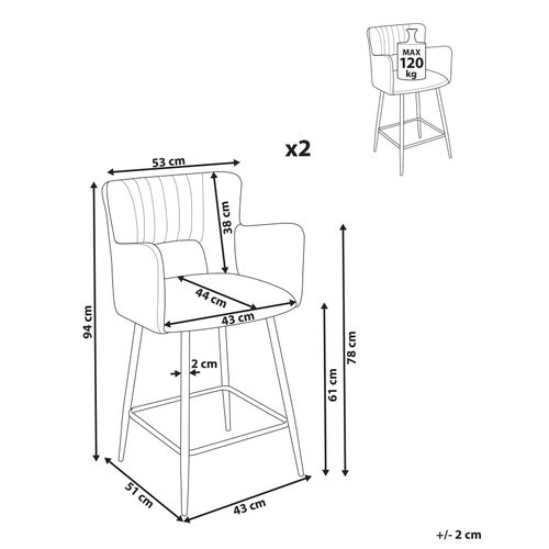 Tabouret De Bar Set De 2 Velours Noir Sanilac