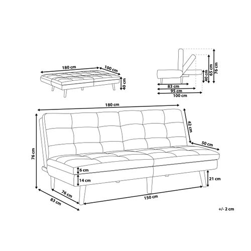 Canapé Convertible 3 Places Noir Ronne