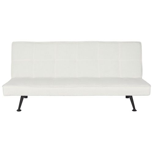 Canapé Convertible 3 Places En Tissu Bouclé Blanc Hasle