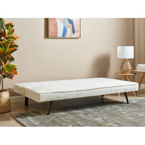 Canapé Convertible 3 Places En Tissu Bouclé Blanc Hasle