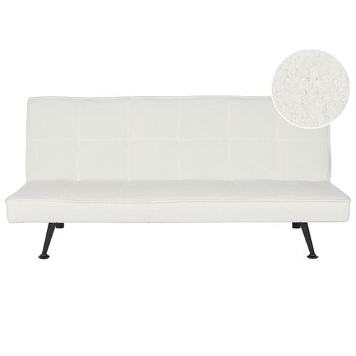 Canapé Convertible 3 Places En Tissu Bouclé Blanc Hasle