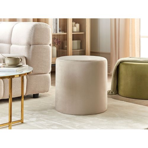 Pouf Lovett Velours Beige Clair