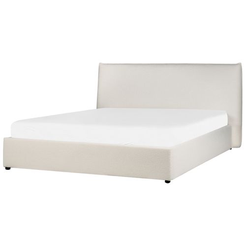 Lit Double En Tissu Bouclé 160 X 200 Cm Blanc Cassé Lavaur