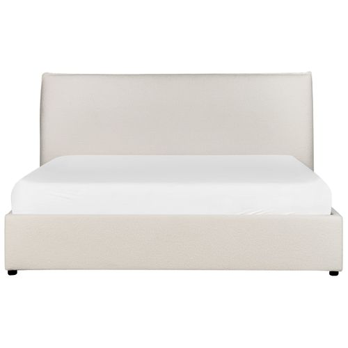 Lit Double En Tissu Bouclé 160 X 200 Cm Blanc Cassé Lavaur