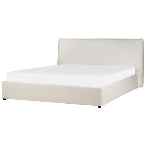 Lit Double En Tissu Bouclé 180 X 200 Cm Blanc Cassé Lavaur