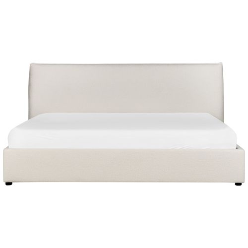 Lit Double En Tissu Bouclé 180 X 200 Cm Blanc Cassé Lavaur