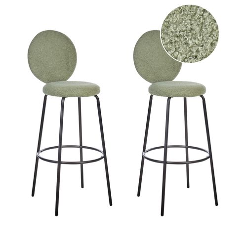 Tabouret De Bar Set De 2 Bouclé Vert Clair Emery