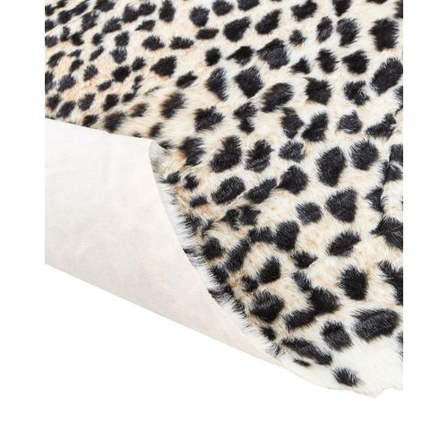 Tapis En Fausse Fourrure Imprimé Guépard 130 X 170 Cm Beige Et Noir Ossa