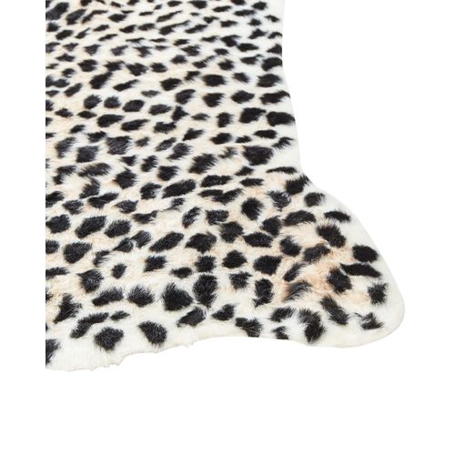 Tapis En Fausse Fourrure Imprimé Guépard 130 X 170 Cm Beige Et Noir Ossa