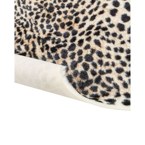 Tapis En Fausse Fourrure Imprimé Guépard 150 X 200 Cm Beige Et Noir Ossa