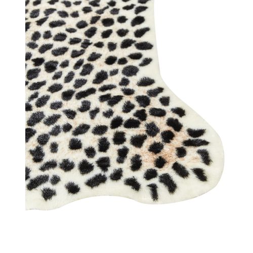 Tapis En Fausse Fourrure Imprimé Guépard 150 X 200 Cm Beige Et Noir Ossa