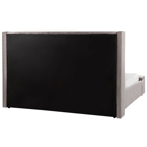 Lit à Eau Double En Velours Gris Avec Rangement 180 X 200 Cm Noyers