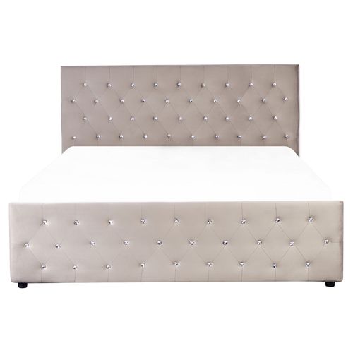 Lit Avec Coffre En Velours Taupe 160 X 200 Cm Amiens