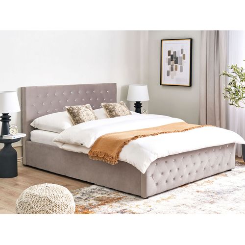 Lit Ottoman Velours Amiens 180 X 200 Cm Taupe