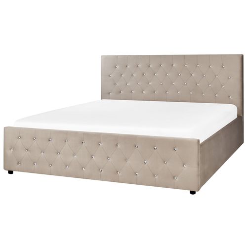 Lit Ottoman Velours Amiens 180 X 200 Cm Taupe