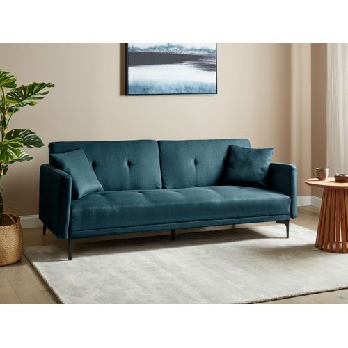 Canapé Convertible 3 Places En Tissu Bleu Azur Lucan