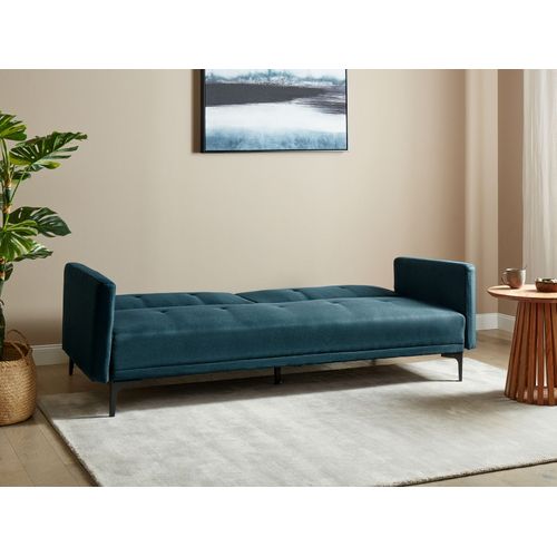 Canapé Convertible 3 Places En Tissu Bleu Azur Lucan
