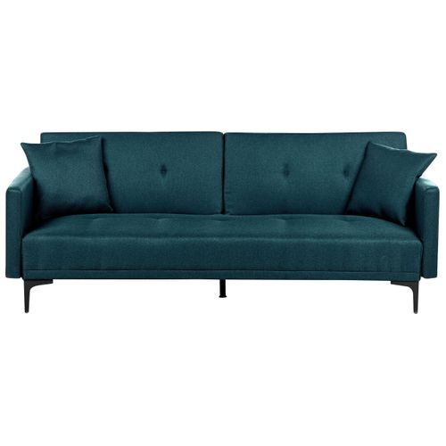 Canapé Convertible 3 Places En Tissu Bleu Azur Lucan