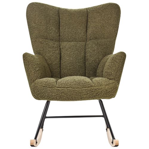 Fauteuil à Bascule Bouclé Vert Foncé Oulu