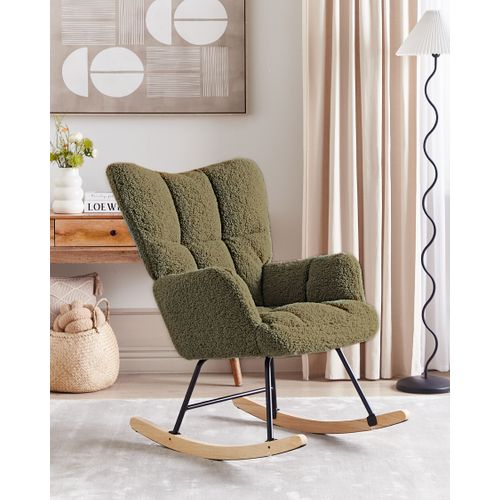 Fauteuil à Bascule Bouclé Vert Foncé Oulu