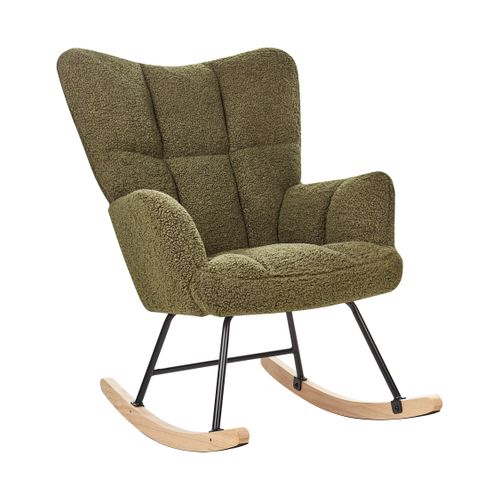 Fauteuil à Bascule Bouclé Vert Foncé Oulu