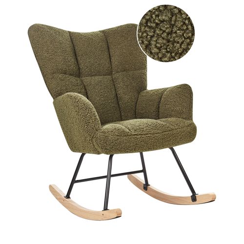 Fauteuil à Bascule Bouclé Vert Foncé Oulu