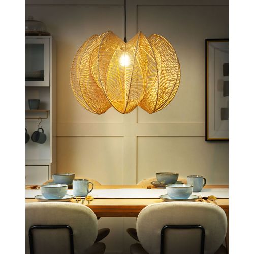 Lampe Suspension Maninga Corde En Papier Marron Clair