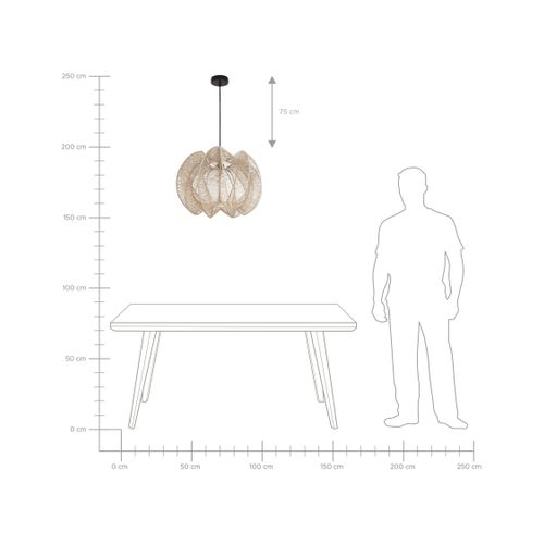 Lampe Suspension Maninga Corde En Papier Marron Clair