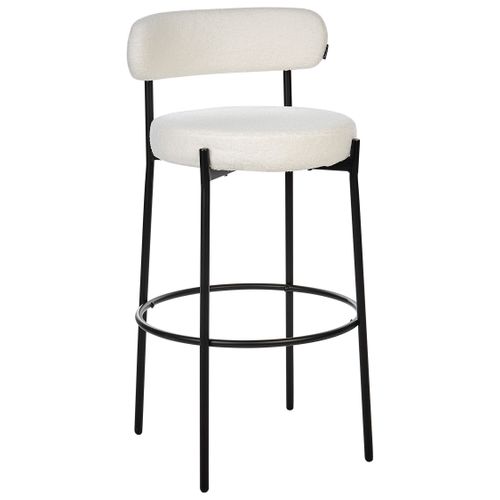 Tabouret De Bar Set De 2 Bouclé Blanc Allison