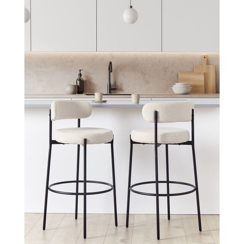 Tabouret De Bar Set De 2 Bouclé Blanc Allison