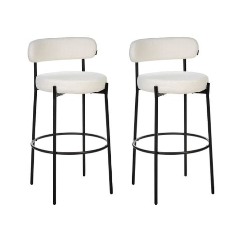 Tabouret De Bar Set De 2 Bouclé Blanc Allison
